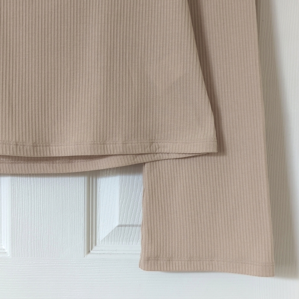 Nap Loungewear Ribbed Knit Bolero Square Neck Long Flared Sleeve Top Cream L - Picture 9 of 14